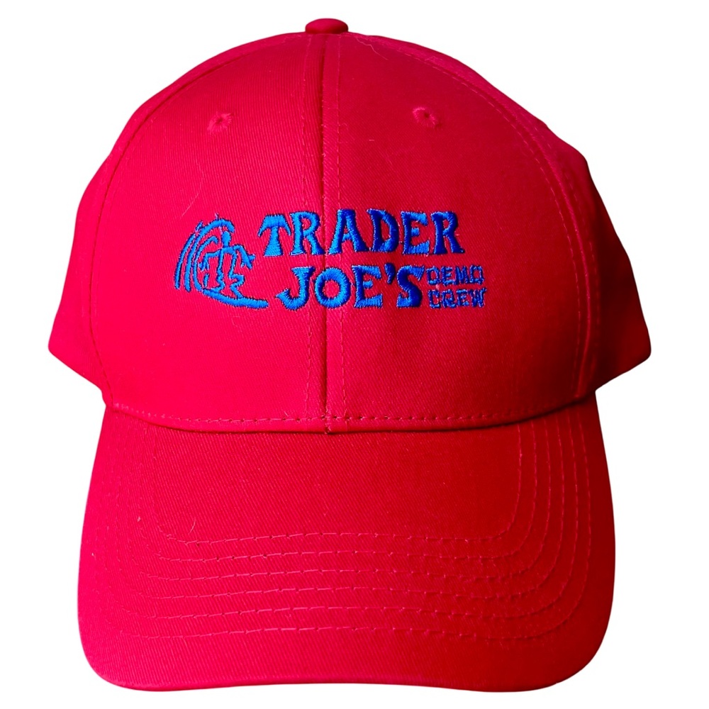Trader Joe’s RARE Baseball Hat Red & Blue Embroidered Surfer NWOT